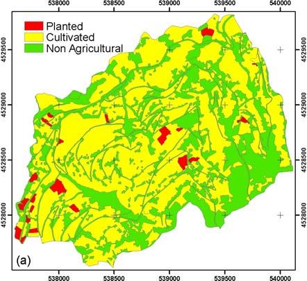 Figure 2. Digital Agricultural Land Use Maps of Isiklar City (a) and Bengisu Village (b) Table 2.