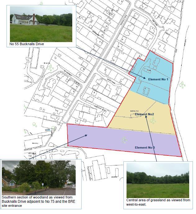 The Report Site It is proposed that Element Nos 1 and 2, an area of some 1.1 ha, are released from the Green Belt.