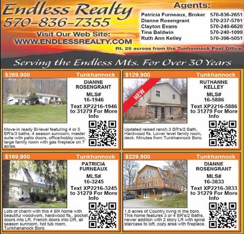 4 HOMES January 8-21, 2017 80800179 COMMERCIAL PROPERTIES, REAL ESTATE SERVICES, VACATION PROPERTIES AND MORE NORTHEAST PA HOMES INDEX REALTORS: The Agency Real Estate Group.
