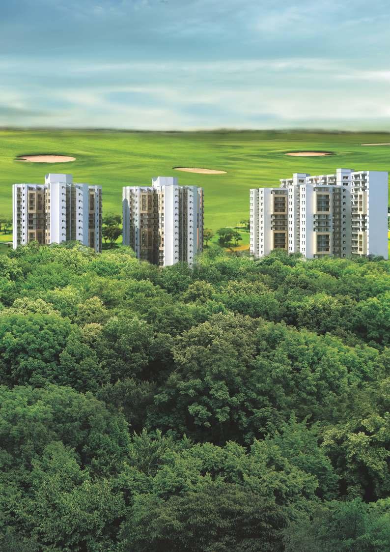 A Golf Course in your backyard, Untamed wilderness in the front GOLF VILLAGE 1, 2 & 3 BHK Apartments Toll Free: 1800 103 7676 Site Office: TS-05, Sector-22D, Yamuna Expressway, Gautam