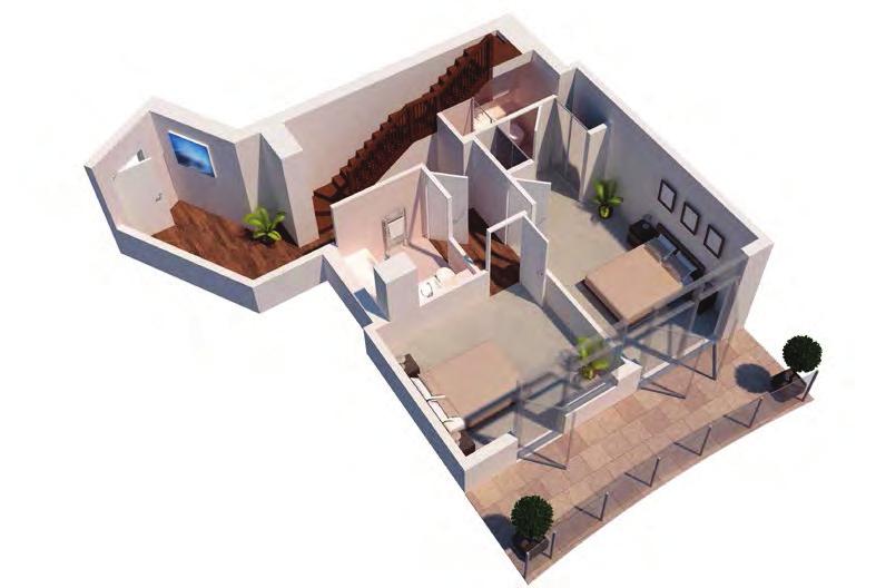 APARTMETS 8 & 24: 350,000 Area Lower Level (53.5m2) (576ft2) Area Upper Level (45.3m2) (487ft2) Total Flat Area (98.8m2) (1063ft2) EIGHT IE SIZE (M) 5.6m x 5.9m (at widest point) 5.6m x 32.7m 2.