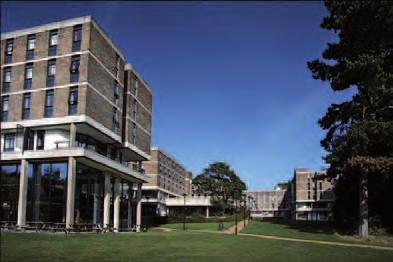 the main campus, and accommodates 620 students in flats ranging in size from three to six en suite study bedrooms, with shared kitchen and lounge facilities.