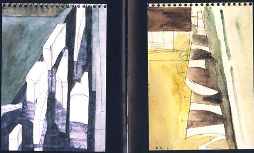 An early watercolor sketch by Steven Holl lays out the