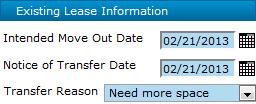 You can select only from available units. Date on which the resident sent a transfer notice. This date cannot be later than today s date.