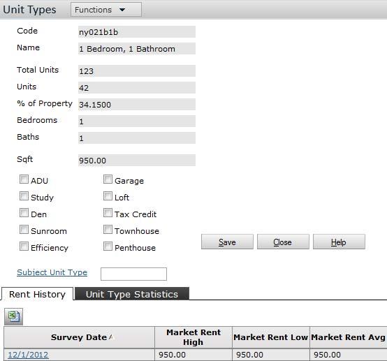 236 Chapter 11: Market Surveys 3 Click the name of the unit type for which you want to review rent-history data. The Unit Types screen appears.