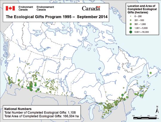 Between the program s inception in 1995 to 2014, Canadians have donated 1 100 ecological gifts through the ecogifts program Paper: ISBN 978-1-100-54680-3 Cat. No.