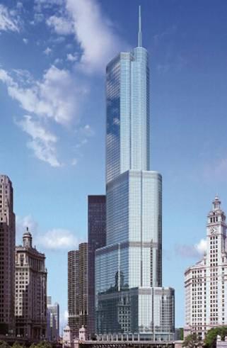 Trump International Hotel and Tower CHICAGO, IL, U.S. Trump International Hotel & Tower will be the second tallest building in the United States, rising to 414.5 meters.