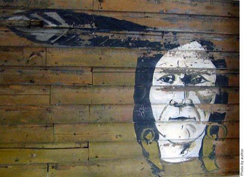 During construction, a painting of the Native American face that served as the logo for the Saco Shoe Company found on the