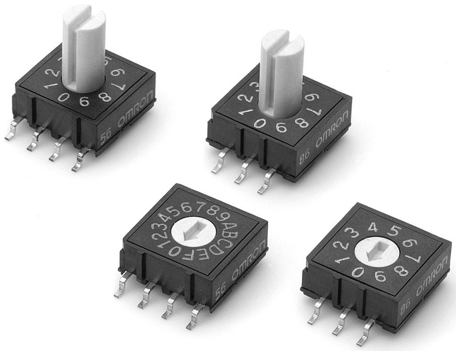 Surface-mounting Rotary DIP ARS Surface-mounting Rotary DIP Switches Temperature-resistant resin allows use in peak reflow temperatures of C. Series includes flat and extended-shaft models.