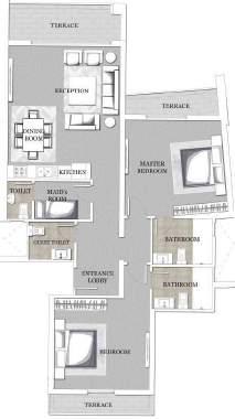 CONDO TWO-BEDROOM TYPE 3 TOTAL BUA 133 m 2 FIRST FLOOR Space name Entrance Lobby Maid s Room Guest bathroom Reception / Dining Master Bedroom Master Bathroom Bedroom Bathroom Dimensions 1.90 x 1.