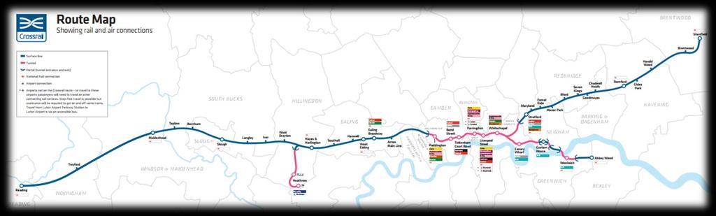 14 London Crossrails 21 km tunnel through central London.