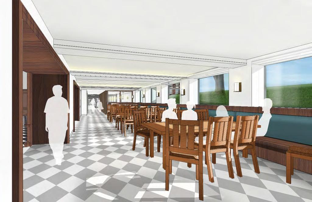 PROPOSED SOLUTIONS - DINING HALL BIG ENOUGH FOR HOUSE GORE - PROPOSED LOWER LEVEL PLAN DISHROOM G006C EXTRACTOR G006E INTERIOR RENDERING OF DINING EXTENSION FIRE ALARM/SECURITY G009 STAIR H G000SH
