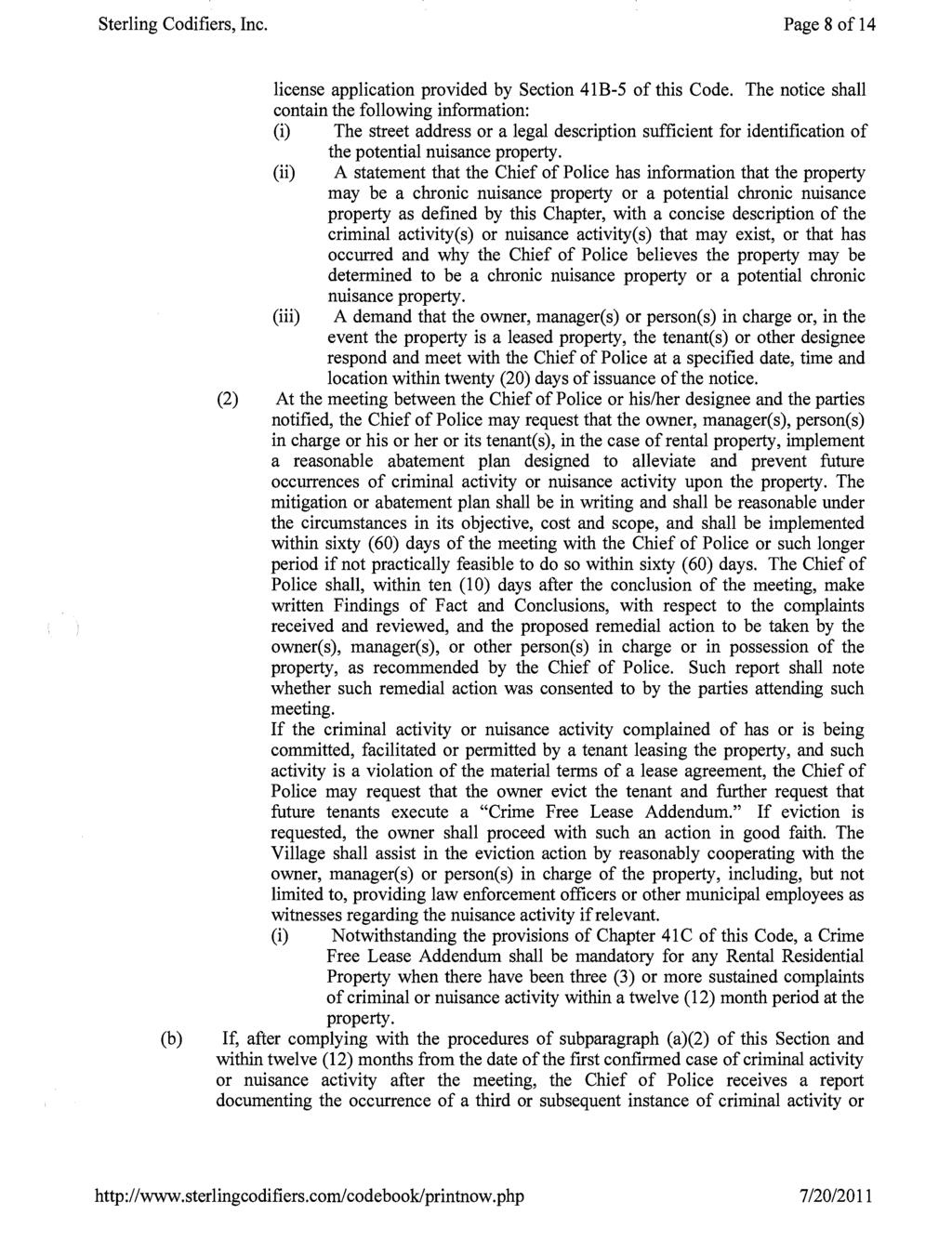 Sterling Codifiers, Inc. Page 8 of 14 (b) license application provided by Section 41B-5 of this Code.