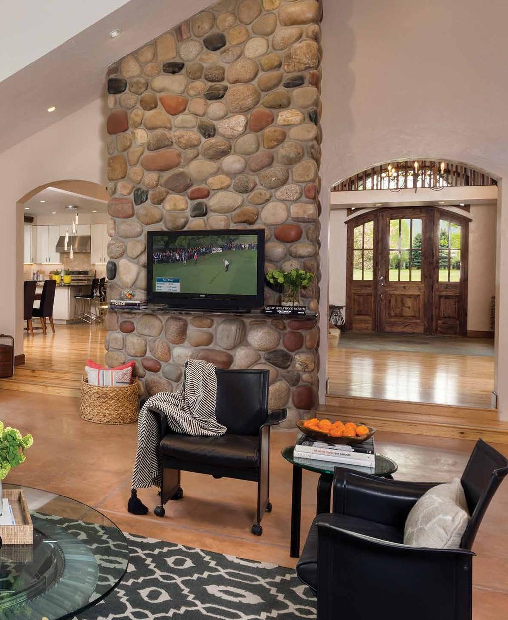 The home enjoys an open floorplan with the living room
