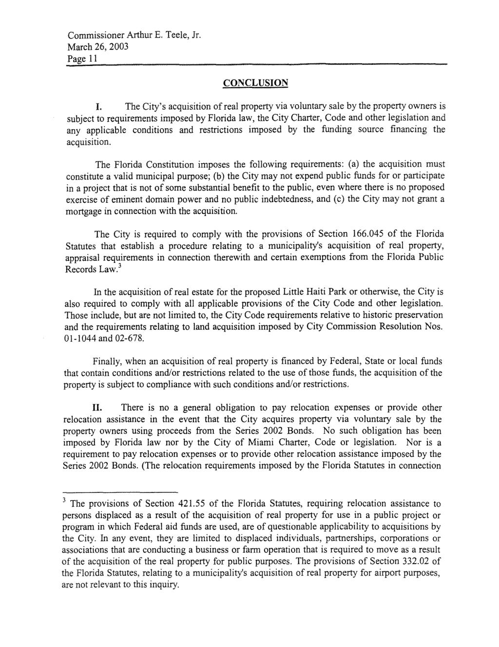 Commissioner Arthur E. Teele, Jr. Page 1 1 - CONCLUSION 1.