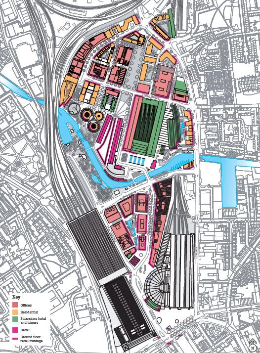 Example One: King s Cross will deliver a mixed use real estate vision 27 unused hectares will become: 316k square metres of offices (salmon pink) 4,600 square metres of retail