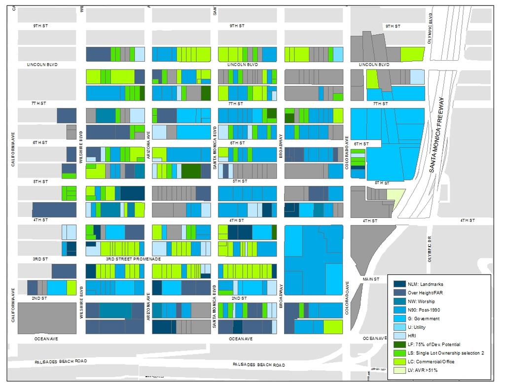 B. Sites Considered to Have Unlikely Potential to Change Code Assumption Land Area % of Downtown LF Properties with Limited Future Development