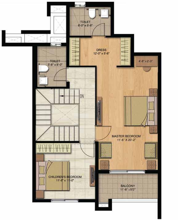 3 Bedrooms + 3 Toilets Duplex Unit - First Floor Type 2 KEY PLAN