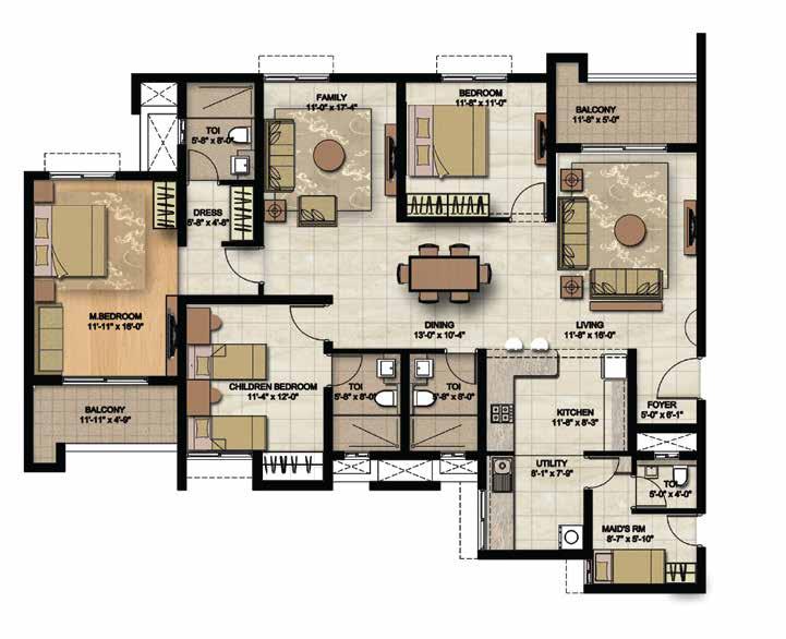 3 Bedrooms + 3 Toilets + Maid s Room Unit - Type 9 2,330 Sq.