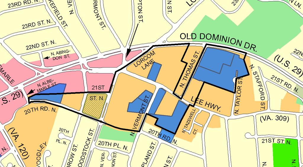 The HCD boundary is proposed to encapsulate the area roughly bordered by Old Dominion Drive to the