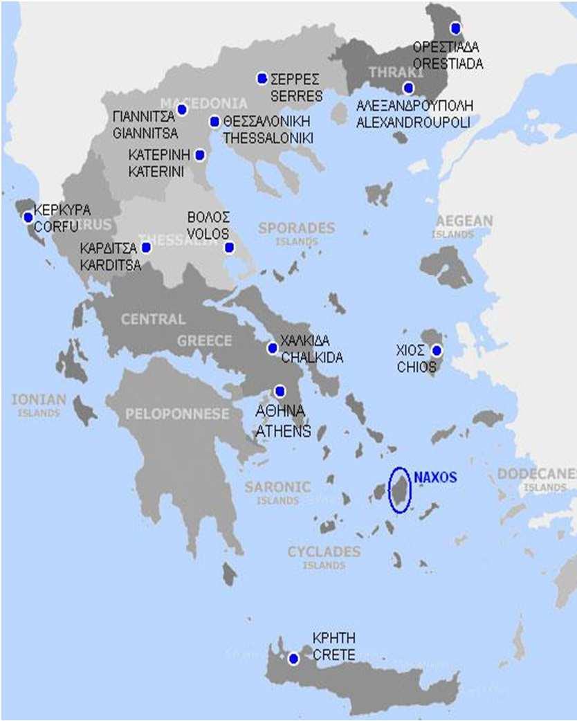 The Cyclades are a greek island group in the Aegean Sea, south-east of the mainland of Greece.
