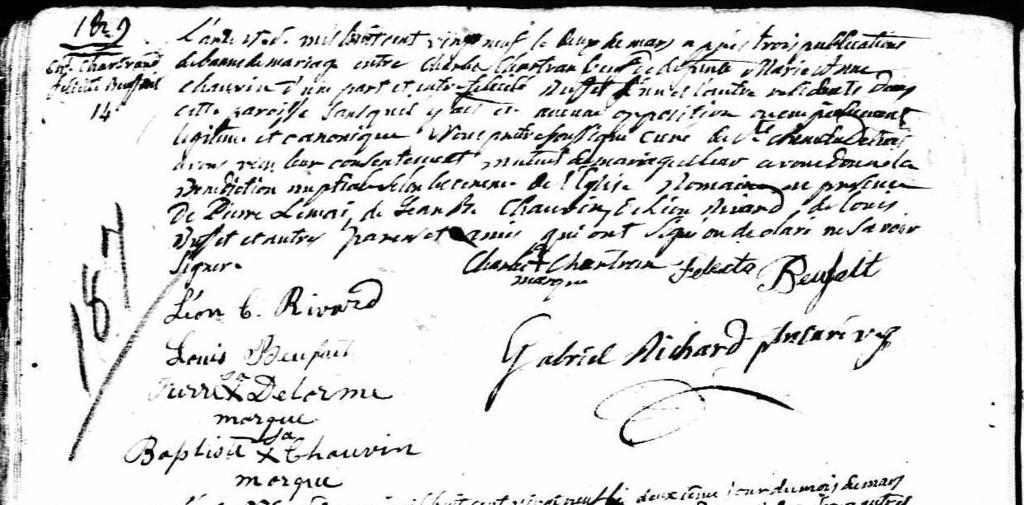 Félicité Beaufait s marriage to Charles Chartrand Félicité s signature appears above and to the right of Gabriel Richard s Berard Family: Jean Baptiste Berard had a daughter by an Ottawa/Odawa.