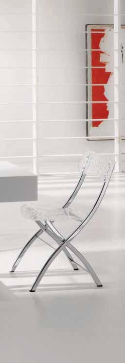 CHROME STRUCTURE AND TOP - FRAME GLASS ANTIMPRONTA BIANCO / S150 OPLA' FOLDING CHAIR: CHROME STRUCTURE AND VITREX