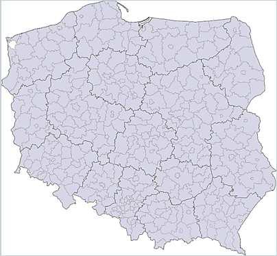 Cadastre in Poland in brief (2) Standarised model (thematic scope, updating, data transfer, CRS, responsibilities, etc). Dispersed implementation 442 local administration bodies.