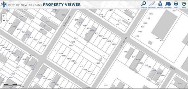 You can use the Property Viewer to create maps of individual blocks with addresses, parcel lines, and building footprints