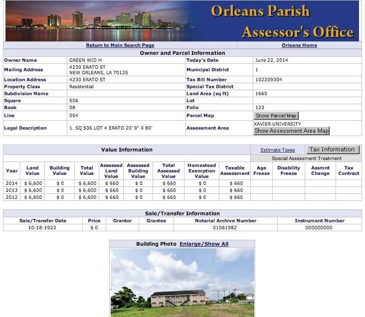 Assessor s Website: Ownership Information Each page for a
