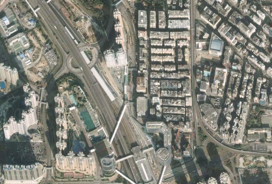 Satellite image of the Tai Kok Tsui District showing the congested and aged environment