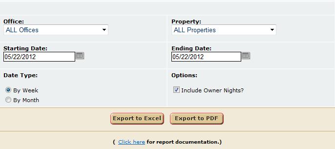 17. Header - The header displays the company name, report title, report time frame selected, and the date the report was ran. 18. Property Name Property name. 19.