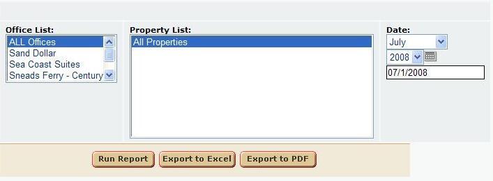 Parameter Screen: a.) Office List - User can select all offices or a single office b.
