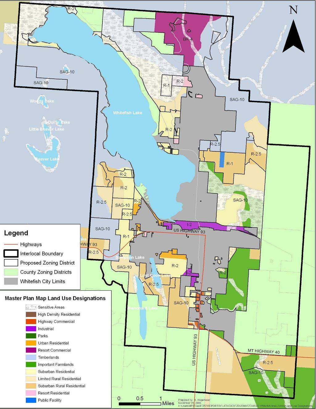 Figure 8: This map shows the proposed designations with the Master Plan land use designations underneath.