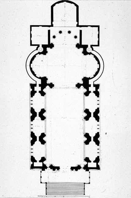 Fig. 38. Palladio, Ground plan of Il Redentore, Venice bridge constructed of wooden rafts had to be erected across the broad Giudecca Canal, a custom still followed today (Fig.