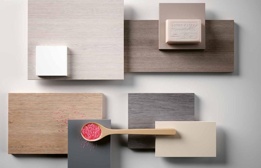 FINISHES CHOSEN FOR A TARGET THAT LOVES TO DES FINITIONS CHOISIES POUR UN GROUPE CIBLÉ QUI AIME design with neutral colours and dusty shades, and add personality with vibrant lacquered hues.