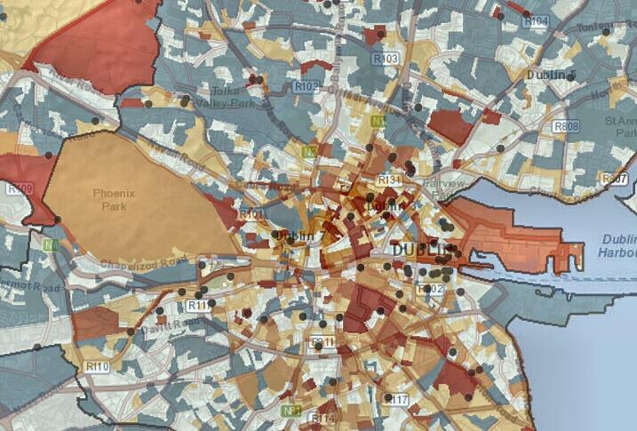 Vacancy rates in Dublin city centre, Census 2011 Source:
