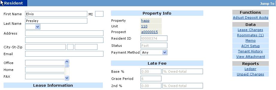 Echelon Property Group Page 109 NSF Checks Click on Ledger to display the tenant s ledger