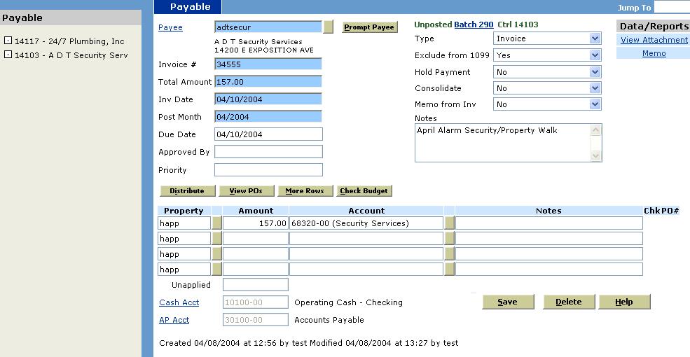 Echelon Property Group Page 130 Editing Batch Invoices Editing Invoices in an Existing Batch: Step 1: Locate the invoice you want to edit as follows: 1. Click on 2.