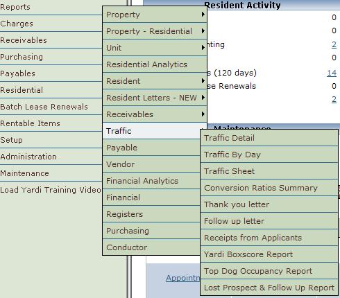 Echelon Property Group Page 164 Reports - Traffic Yardi Reporting Guide Generating Traffic Detail Reports This report provides a review of the prospects and applicants who have viewed your rental