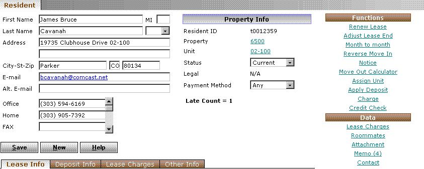 From this screen, all steps in the lease renewal process can be accessed.