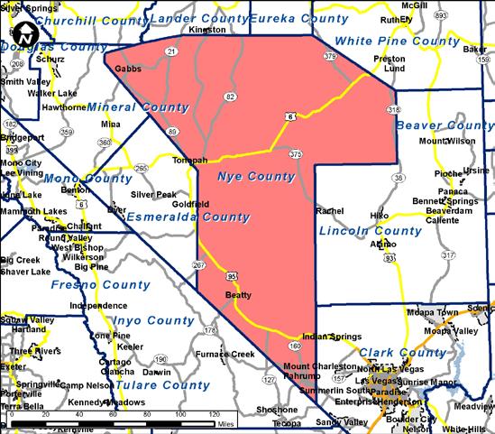 Nye County County Seat: Tonopah County Size: 18,159 square miles (18,147 square miles land; 12 square miles water) Population Key Demographic Data Households 2000 Census 32,494 2000 Census 13,311