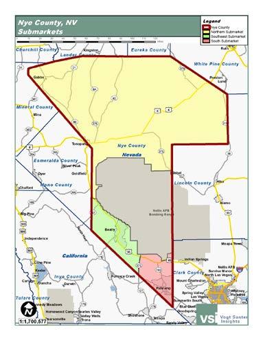 Northern Nye County Submarket (Highlighted in Yellow) County Seat: Tonopah Submarket Size: 11,837 square miles (65.