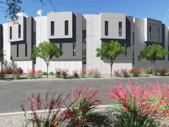 The three-story homes will be for sale, not rent. Floor plans range from 1,800 to about 2,000 square feet, and the houses will be clustered around a shared pool area.