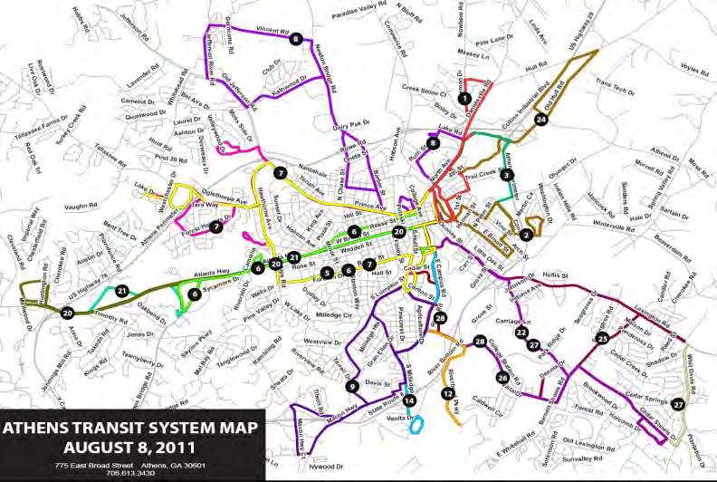 Analysis of Impediments To Fair Housing Choice 61 ATHENS TRANSIT SYSTEM MAP AUGUST 2011 Figure 27: