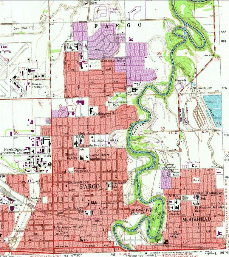 1971 Fargo North, North Dakota Quadrangle USGS 7.