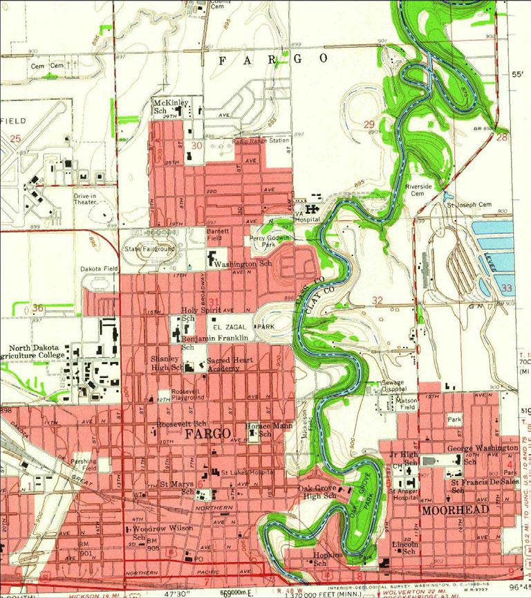 1959 Fargo North, North Dakota Quadrangle USGS 7.