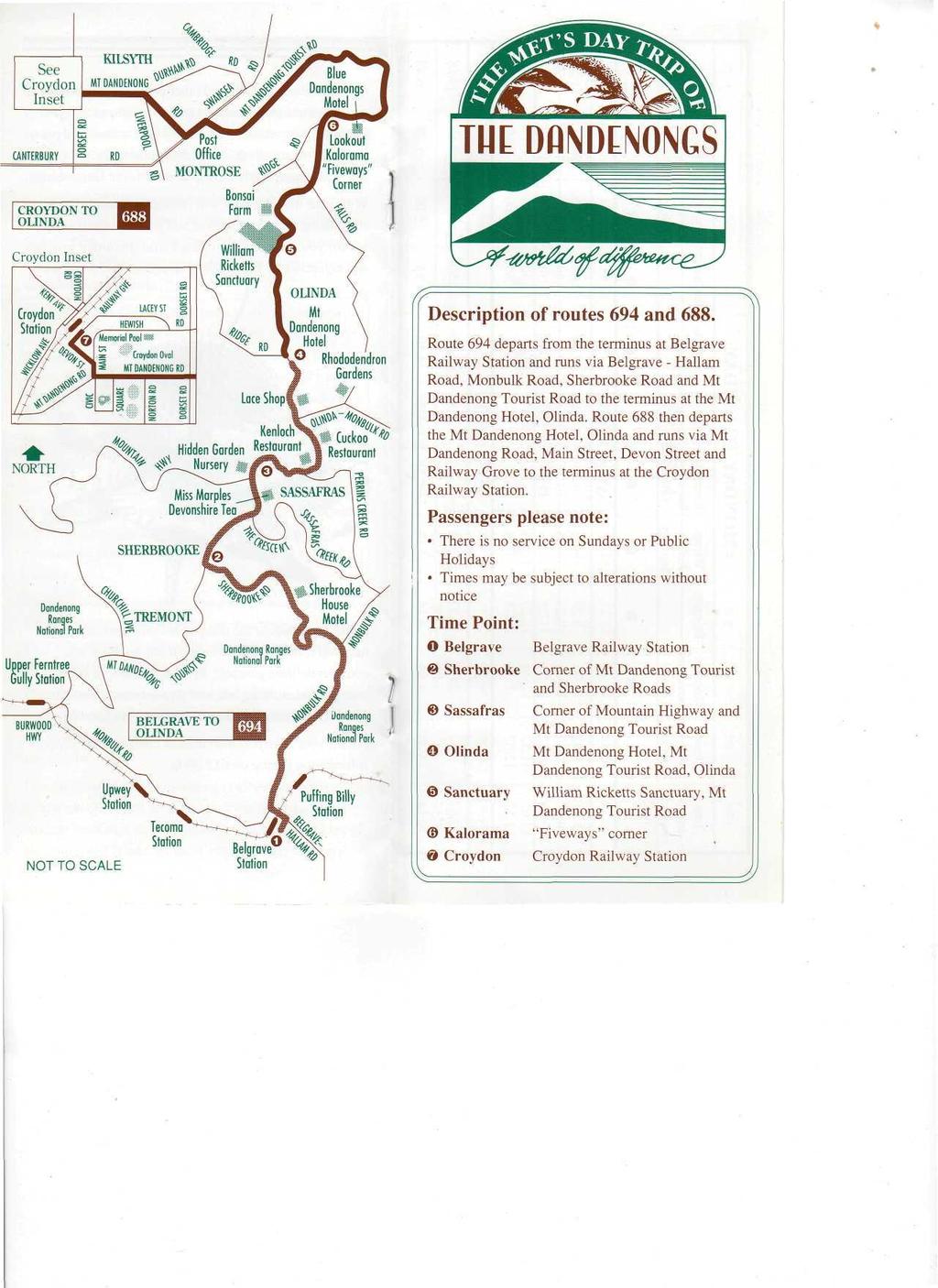 Lookout Kolorama "Fiveways" Corner DflNDENONGS Description of routes 694 and 688.