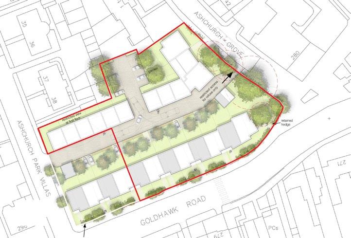 planning permission for a new development of 24 residential units with retail at ground floor.