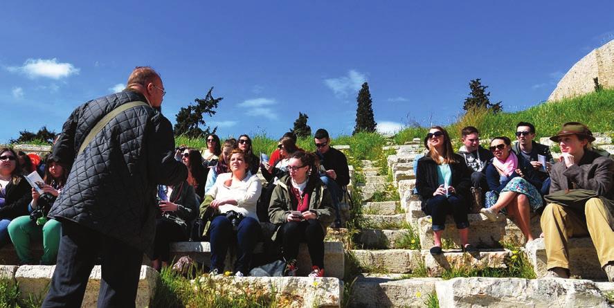 ANNUAL GIVING Arcadia University Preview students with Professor Stavros Oikonomidis at the Acropolis Amphitheater, Athens, Greece.